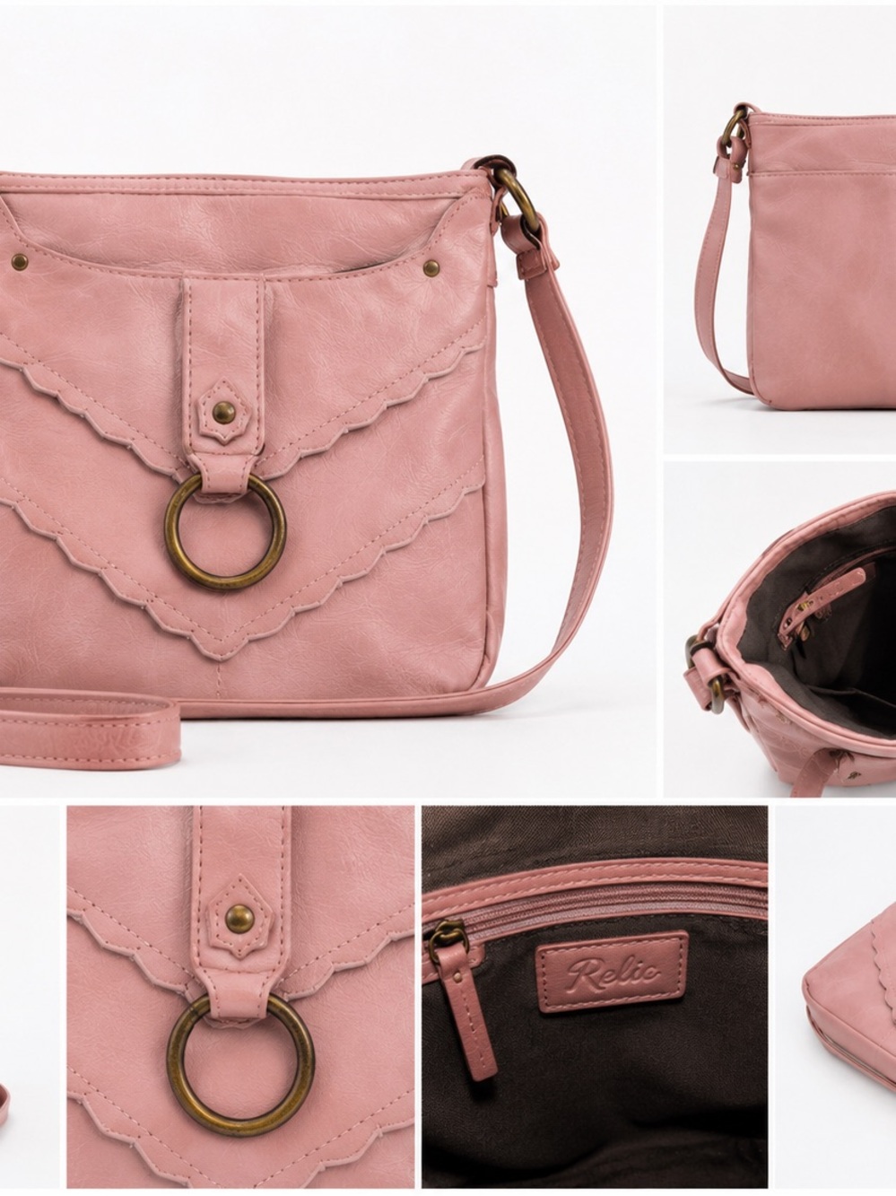 Relic Pink Scalloped Faux-Leather Crossbody Bag